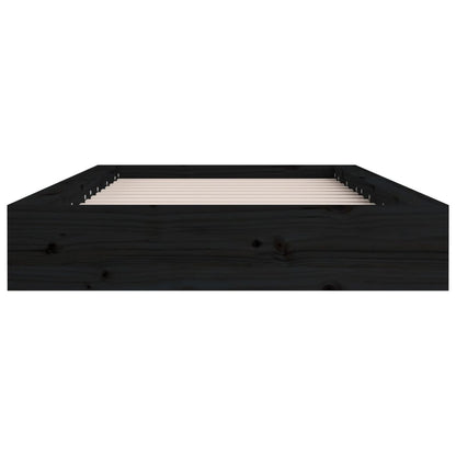 Solid Wood Small Single Bed Frame Black 75x190 cm (Mattress Excluded)