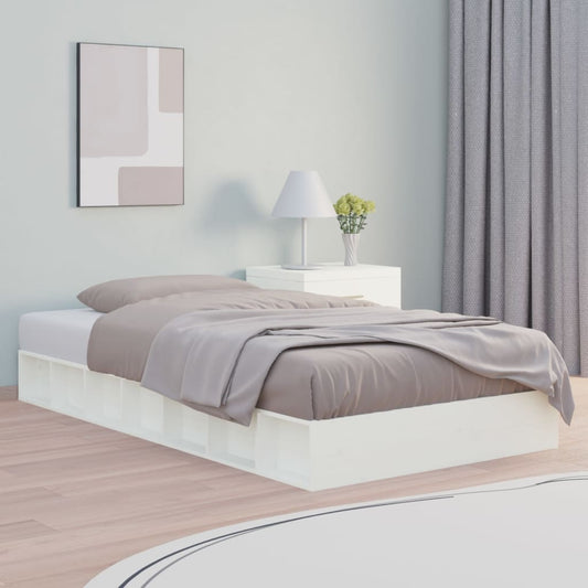 White Solid Wood Single Bed Frame 90x190 cm - No Mattress Included