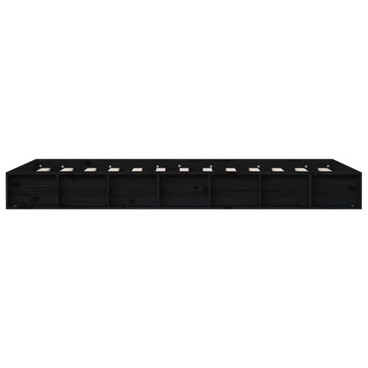 Solid Wood Black Double Bed Frame 135x190 cm - No Mattress