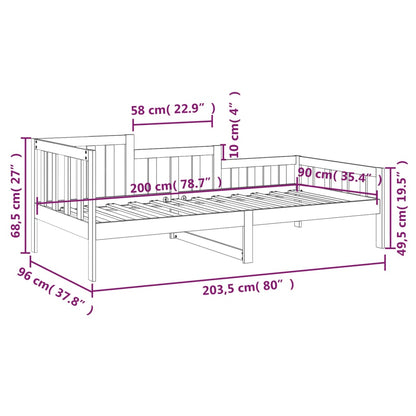 Solid Pine Wood Day Bed 90x200 cm - No Mattress Included