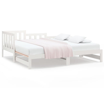 White Pull-out Day Bed Frame 2x(80x200) cm - No Mattress Included