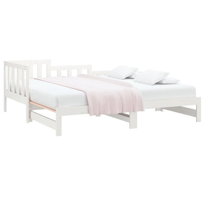 White Pull-out Day Bed Frame 2x(80x200) cm - No Mattress Included