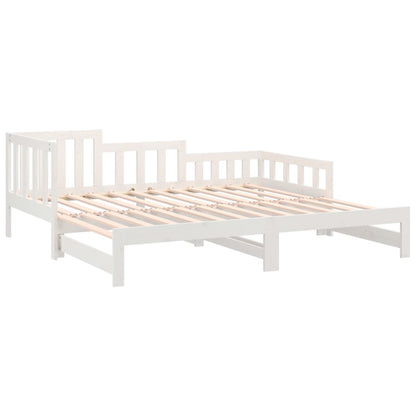 White Pull-out Day Bed Frame 2x(80x200) cm - No Mattress Included