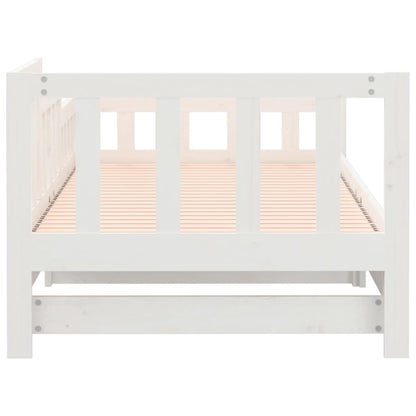 White Pull-out Day Bed Frame 2x(80x200) cm - No Mattress Included