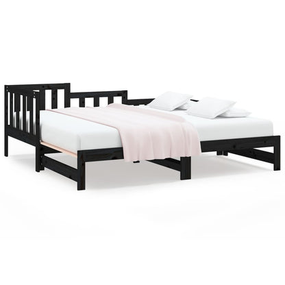 Black Metal Pull-out Day Bed Frame 2x(90x200) cm - No Mattress