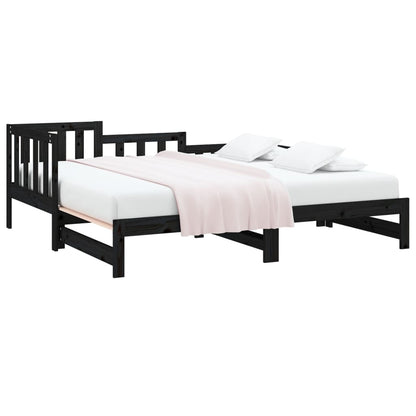 Black Metal Pull-out Day Bed Frame 2x(90x200) cm - No Mattress