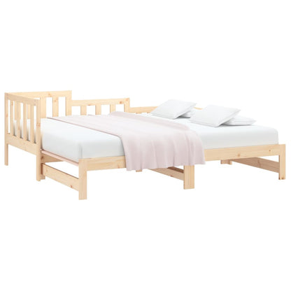 Solid Pine Pull-Out Day Bed, 2x(90x190) cm Frame, No Mattress