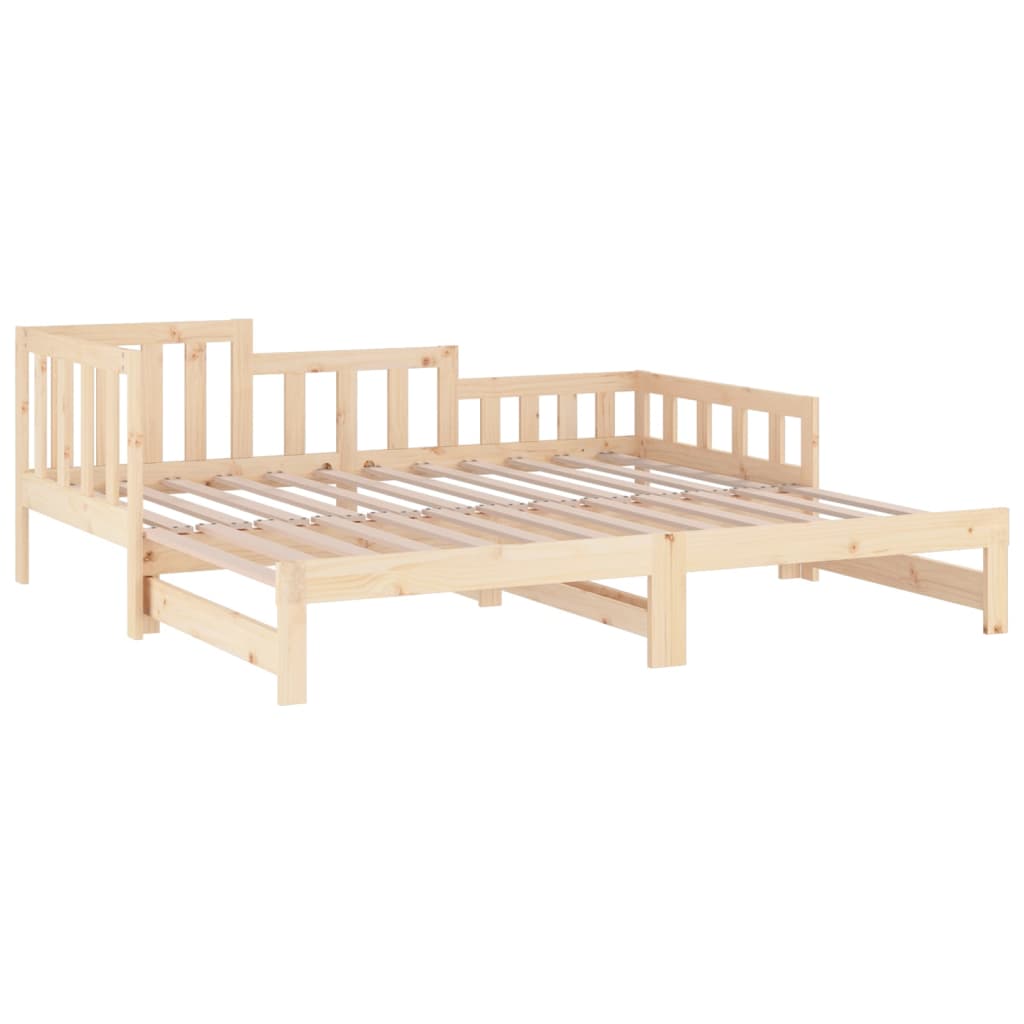 Solid Pine Pull-Out Day Bed, 2x(90x190) cm Frame, No Mattress