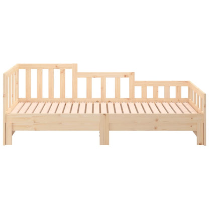 Solid Pine Pull-Out Day Bed, 2x(90x190) cm Frame, No Mattress