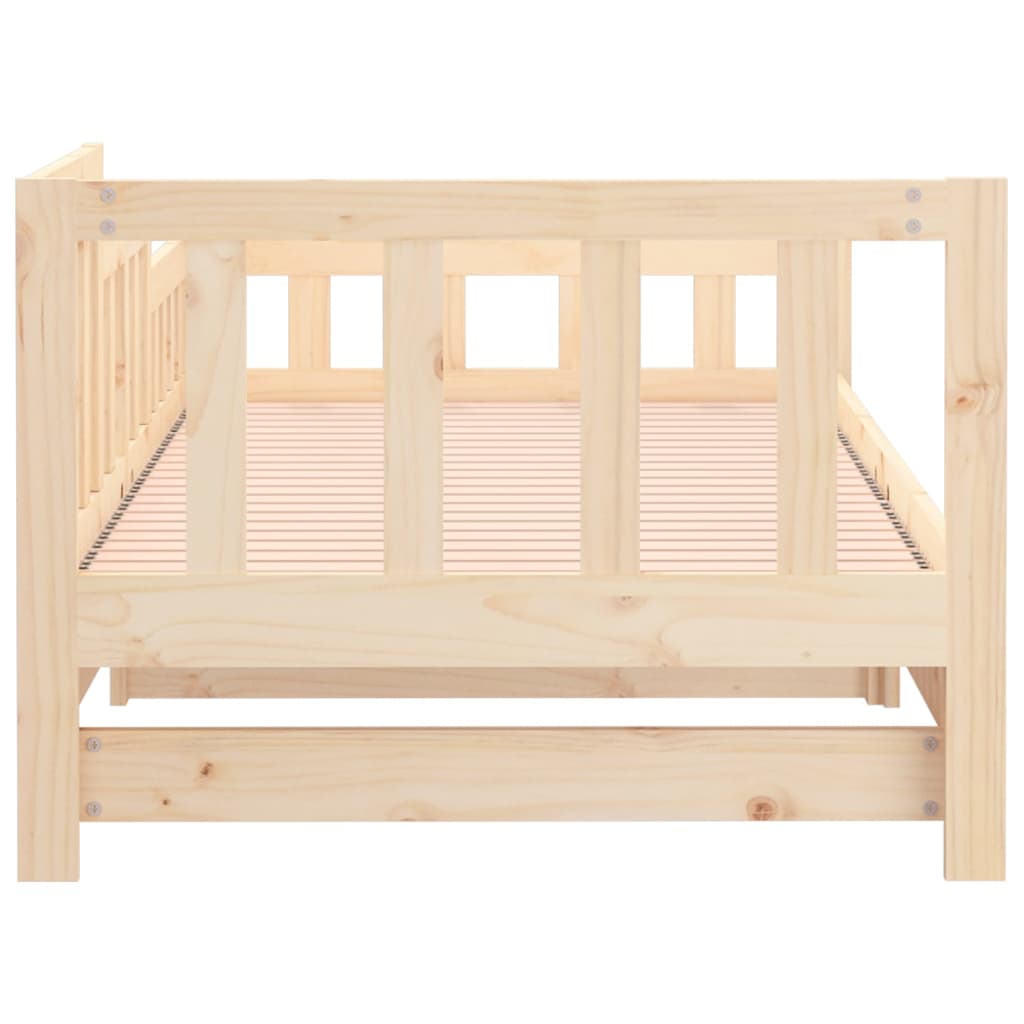 Solid Pine Pull-Out Day Bed, 2x(90x190) cm Frame, No Mattress