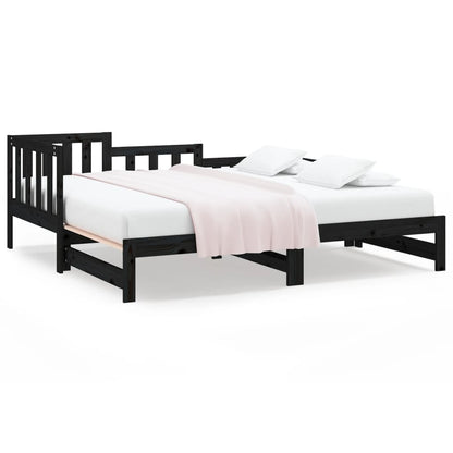 Black Metal Pull-out Day Bed Frame - 2x(90x190) cm, No Mattress