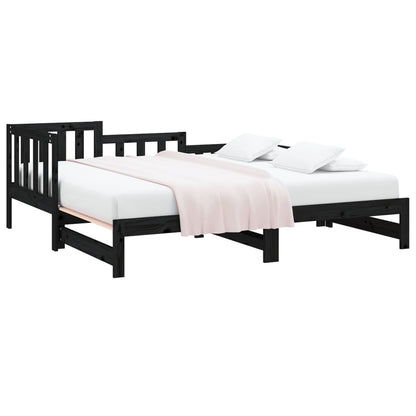 Black Metal Pull-out Day Bed Frame - 2x(90x190) cm, No Mattress