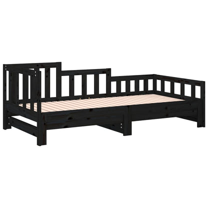 Black Metal Pull-out Day Bed Frame - 2x(90x190) cm, No Mattress