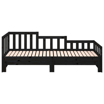 Black Metal Pull-out Day Bed Frame - 2x(90x190) cm, No Mattress