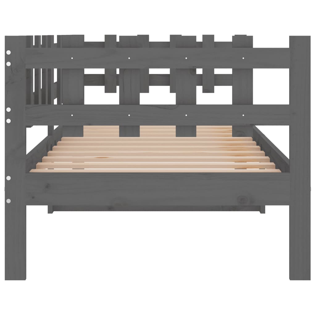 Solid Pine Grey Day Bed Frame 80x200 cm - No Mattress Included