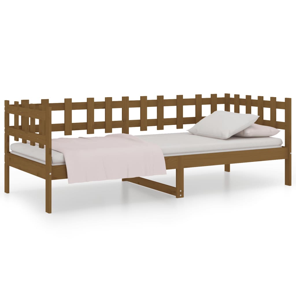 Solid Pine Wood Day Bed in Honey Brown, 80x200 cm - No Mattress