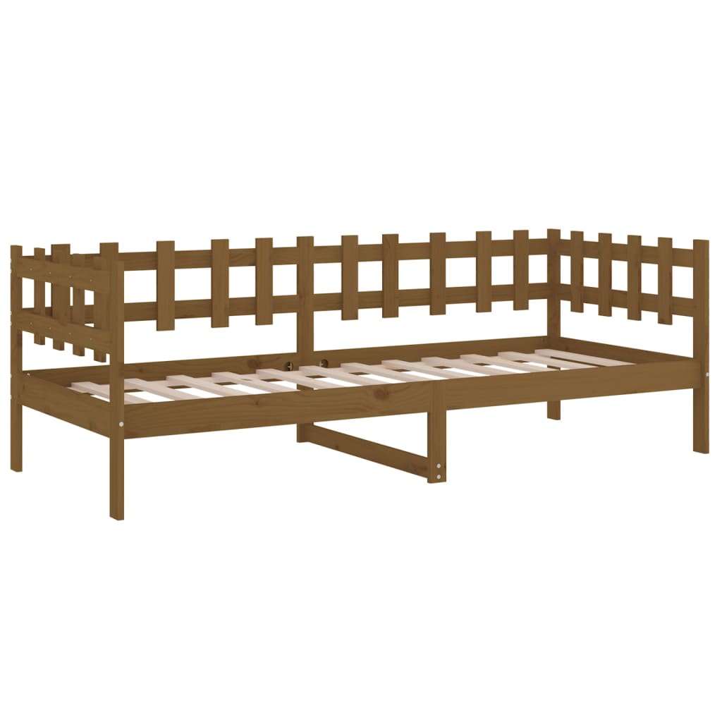 Solid Pine Wood Day Bed in Honey Brown, 80x200 cm - No Mattress