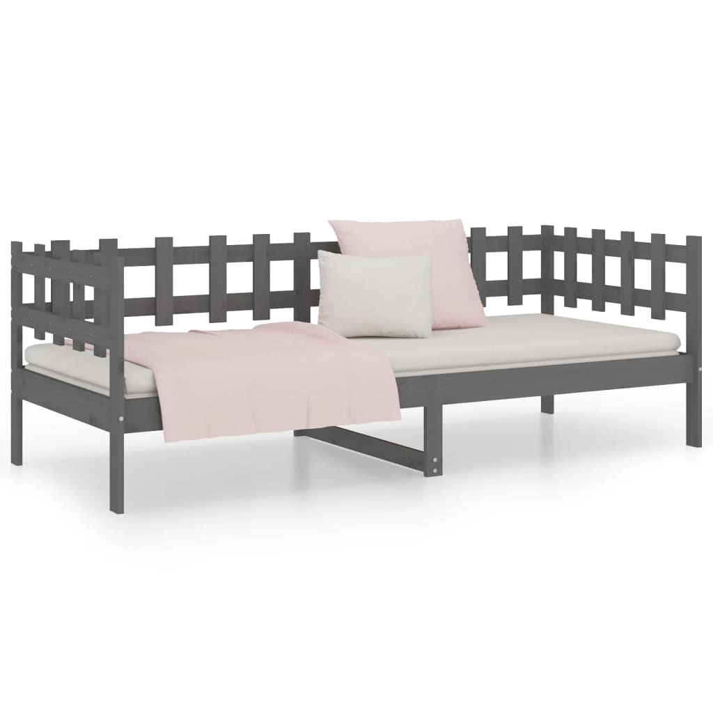 Solid Pine Grey Day Bed 90x200 cm - No Mattress Included