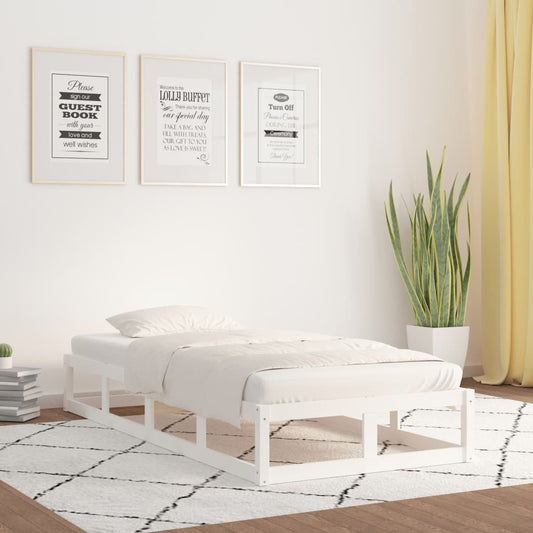 Solid Wood Bed Frame 100x200 cm - White Finish, No Mattress