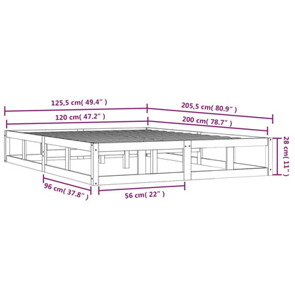 Solid Wood Bed Frame Honey Brown 120x200 cm - No Mattress