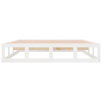 Solid Wood White Bed Frame 140x200 cm - Mattress Not Included