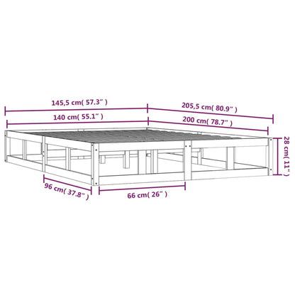 Solid Wood White Bed Frame 140x200 cm - Mattress Not Included