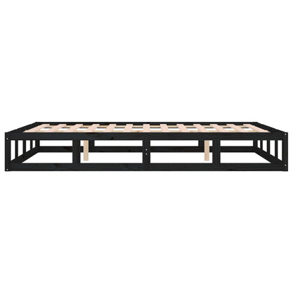 Solid Wood Black Bed Frame 140x200 cm - No Mattress Included
