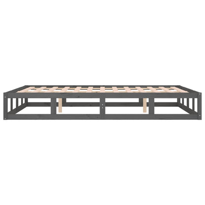 Solid Wood Grey King Size Bed Frame 150x200 cm - No Mattress Included