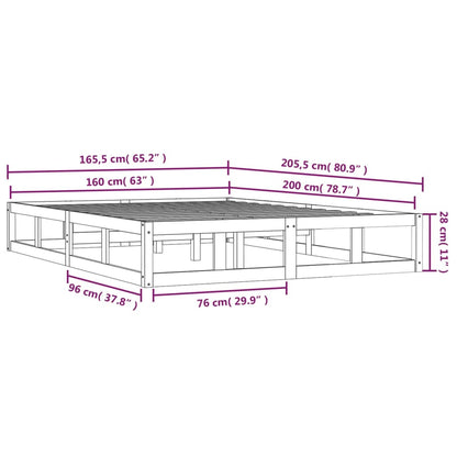 Solid Wood Bed Frame 160x200 cm - Sturdy, Mattress Not Included