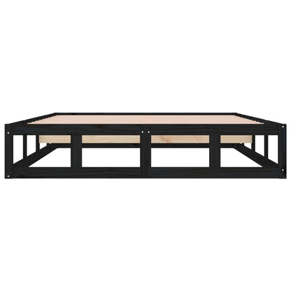 Solid Wood Black Bed Frame 160x200cm - No Mattress Included
