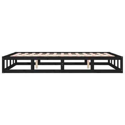 Solid Wood Black Bed Frame 160x200cm - No Mattress Included