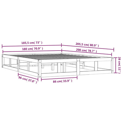 Solid Wood White Super King Bed Frame 180x200 cm