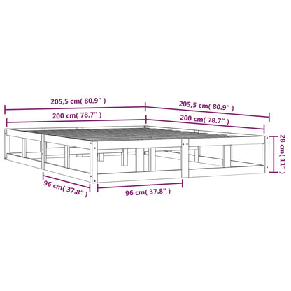 Solid Wood Bed Frame 200x200 cm - Sturdy, Elegant Design