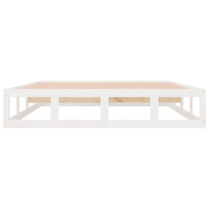 White Solid Wood Bed Frame 200x200 cm - No Mattress Included