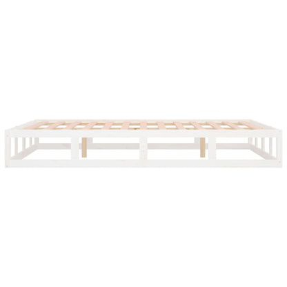 Solid Wood White Bed Frame 120x190 cm Small Double (No Mattress)