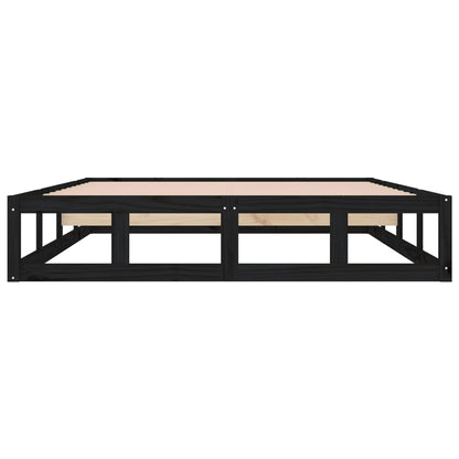 Solid Wood Black Bed Frame 120x190 cm - Small Double Without Mattress