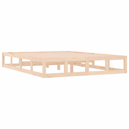 Solid Wood Double Bed Frame 135x190 cm - No Mattress Included