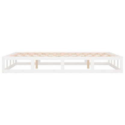 Solid Wood White Double Bed Frame 135x190 cm - No Mattress Included