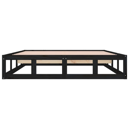 Solid Wood Black Bed Frame 140x190 cm - No Mattress Included