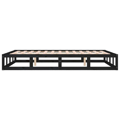 Solid Wood Black Bed Frame 140x190 cm - No Mattress Included
