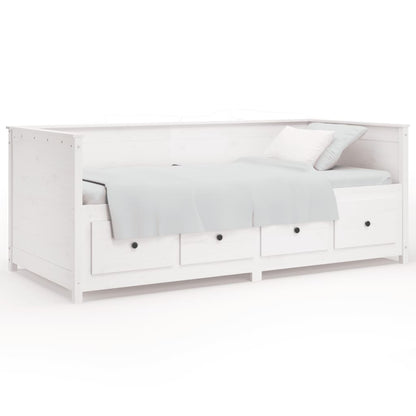 Solid Wood Pine Day Bed Frame, White 80x200 cm (Mattress Not Included)