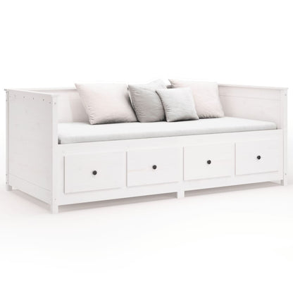 Solid Wood Pine Day Bed Frame, White 80x200 cm (Mattress Not Included)