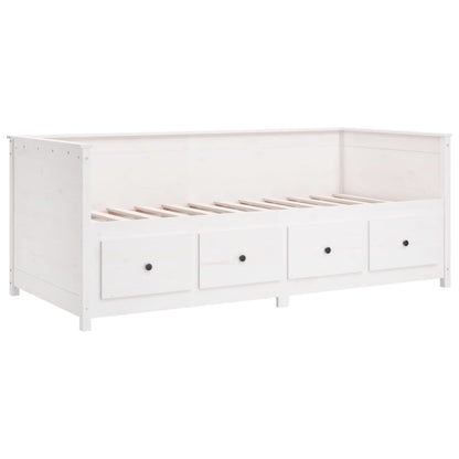 Solid Wood Pine Day Bed Frame, White 80x200 cm (Mattress Not Included)