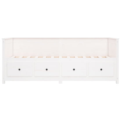 Solid Wood Pine Day Bed Frame, White 80x200 cm (Mattress Not Included)
