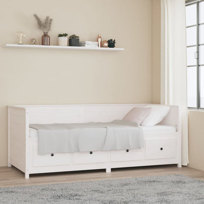 Solid Wood Pine Day Bed Frame, White 80x200 cm (Mattress Not Included)