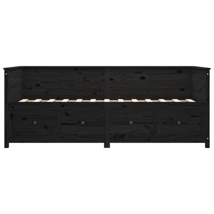 Solid Pine Day Bed Frame 80x200cm - Sleek Black Finish