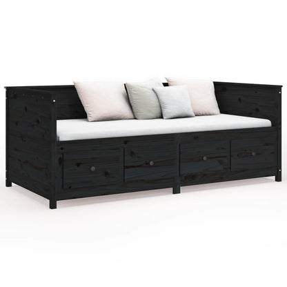 Black Solid Pine Day Bed Frame, Single 90x190 cm, No Mattress Included