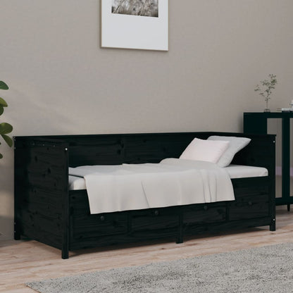 Black Solid Pine Day Bed Frame, Single 90x190 cm, No Mattress Included