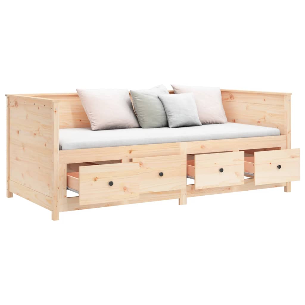 Solid Pine Day Bed Frame 75x190 cm - Small Single Wood Finish