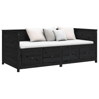 Black Solid Pine Day Bed Frame, 75x190 cm, No Mattress Included